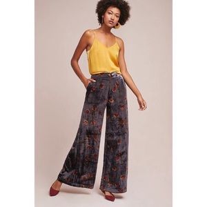 Anthro Ett:Twa Jessie Velvet Wide-Legged Pants